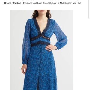 Blue Floral Long Sleeve Dress